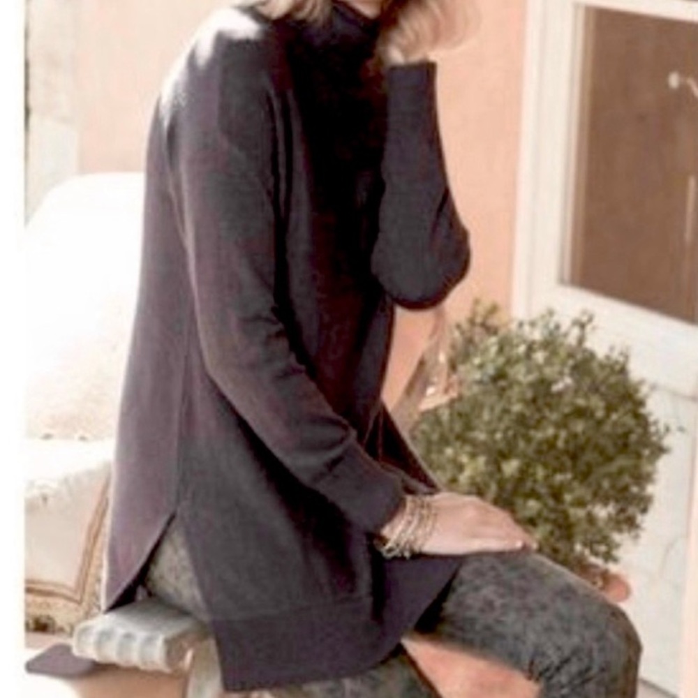 Soft Surroundings Cashmere Wool Blend Metro Tunic Sweater - Gray - Size Large